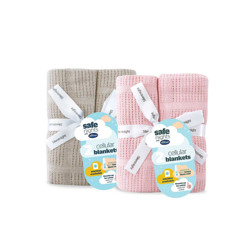 Silentnight cellular baby blanket pink and natural 4 pack, UK version