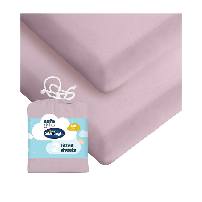 Silentnight fitted sheets cot bed pink 2 pack, UK version