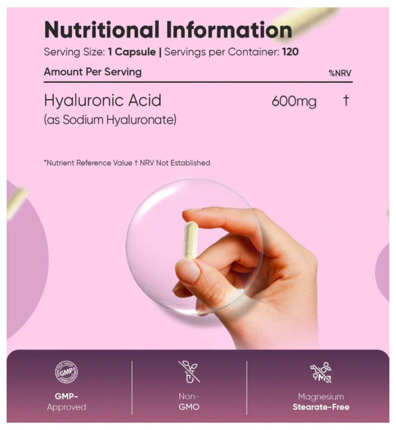 WeightWorld Hyaluronic Acid capsules 600mg, imported from the UK