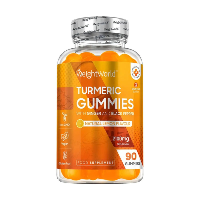 WeightWorld Turmeric Gummies 2100mg 90 gummies, imported from the UK