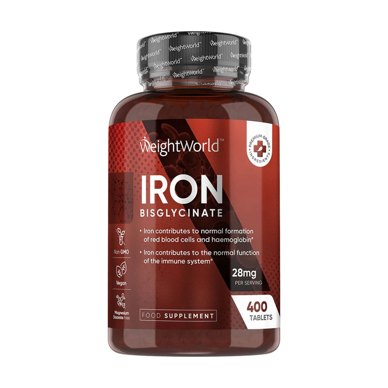 WeightWorld iron supplement bisglycinate 28mg 400 tablets, UK version