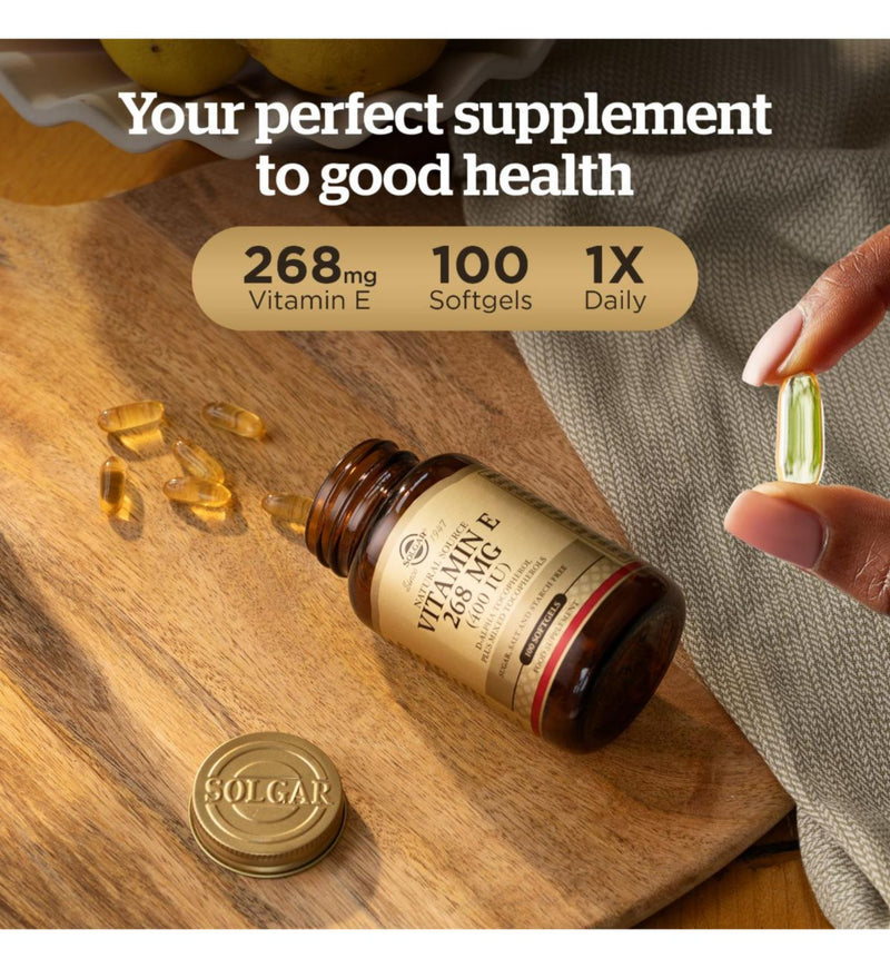 Solgar Vitamin E 400IU 268mg 100 softgels (British brand)