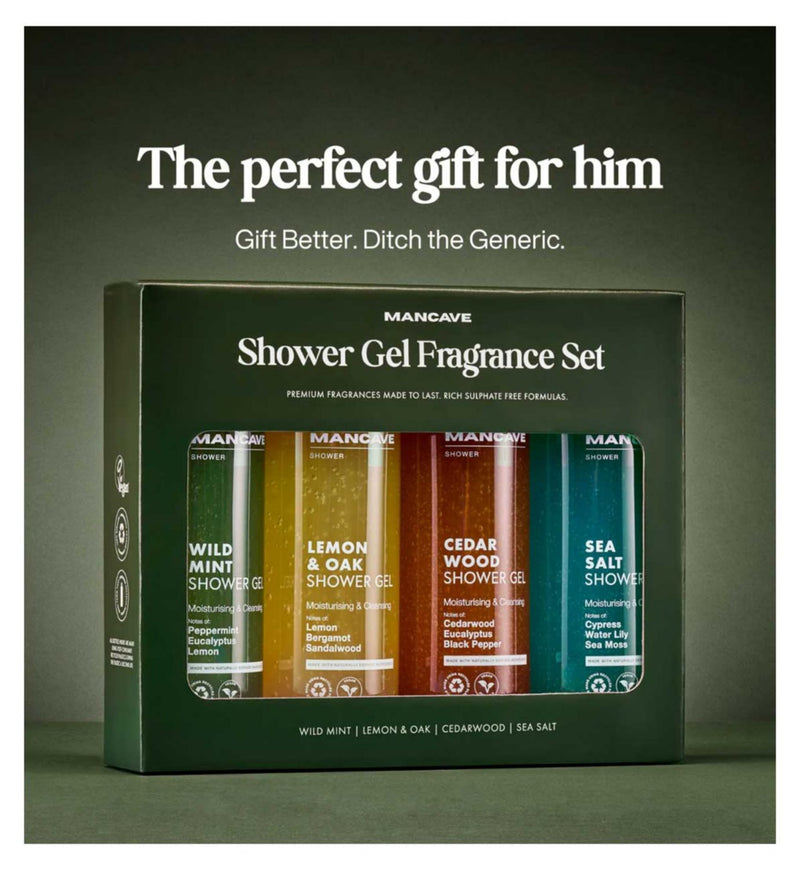 Mancave shower gel set four 500ml bottles, UK version