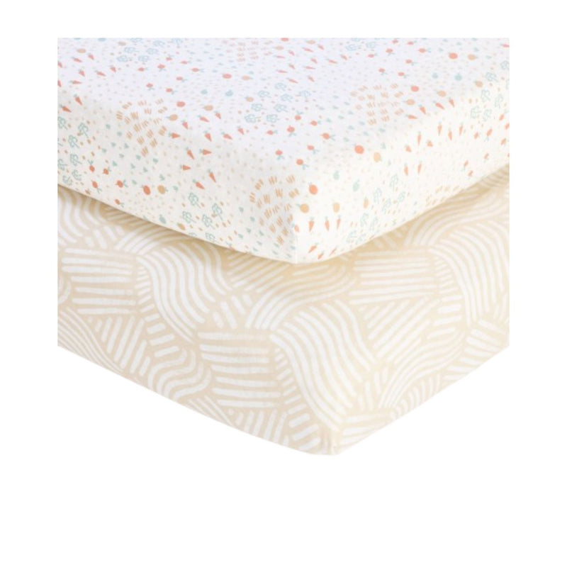 Tutti Bambini Good Life bamboo jersey cot bed fitted sheets 2-pack, imported from the UK