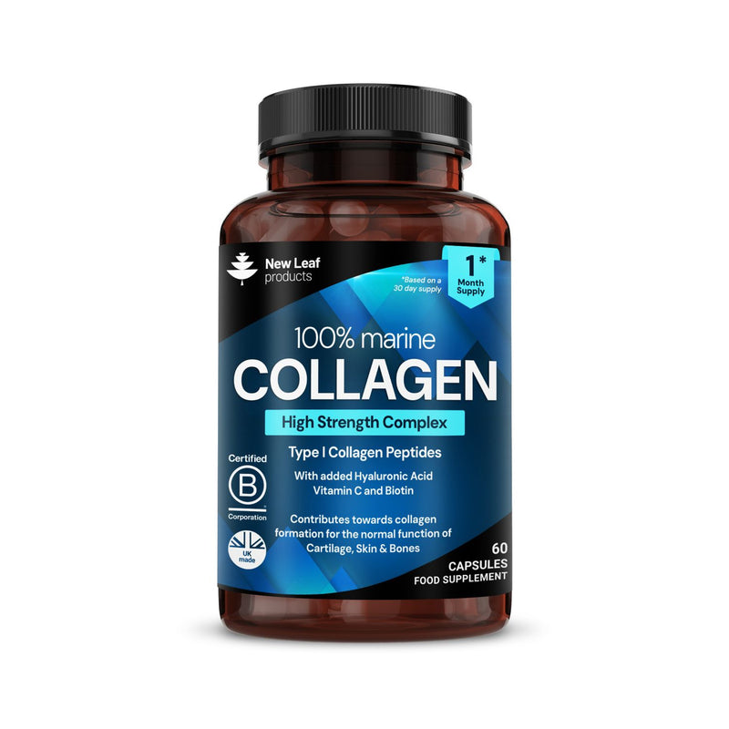 New Leaf marine collagen capsules Type 1 hyaluronic acid vitamin C 60 capsules (British brand)