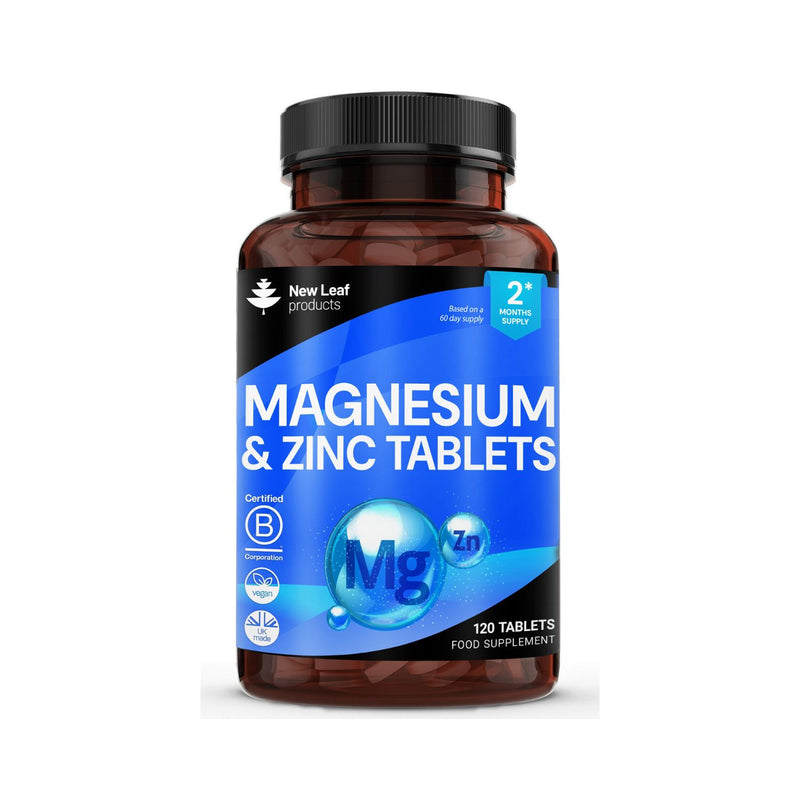 New Leaf Magnesium & Zinc supplement tablets 120, UK version