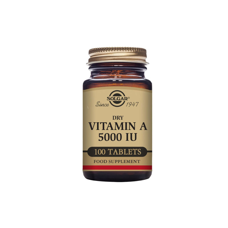 Solgar dry vitamin A supplement 5000IU 100 tablets, UK version