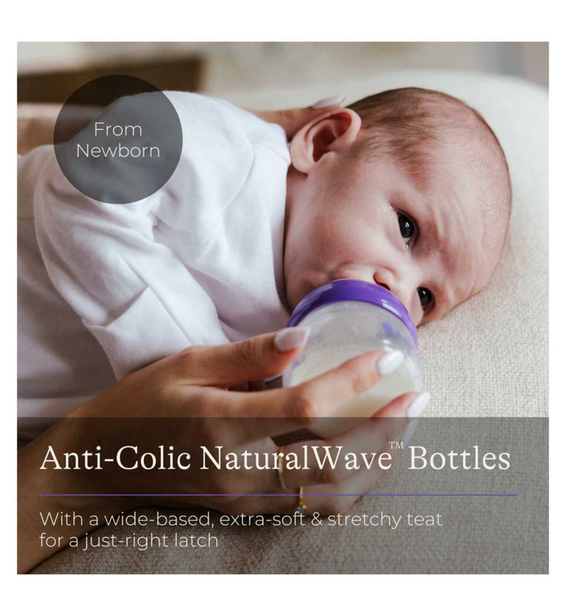 Lansinoh baby feeding bundle with 5 bottles and NaturalWave teats, imported from the UK