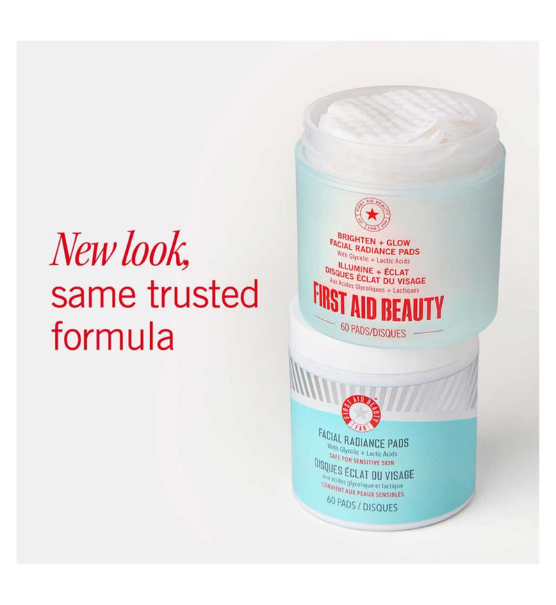 First Aid Beauty Brighten + Glow facial pads, imported from the UK