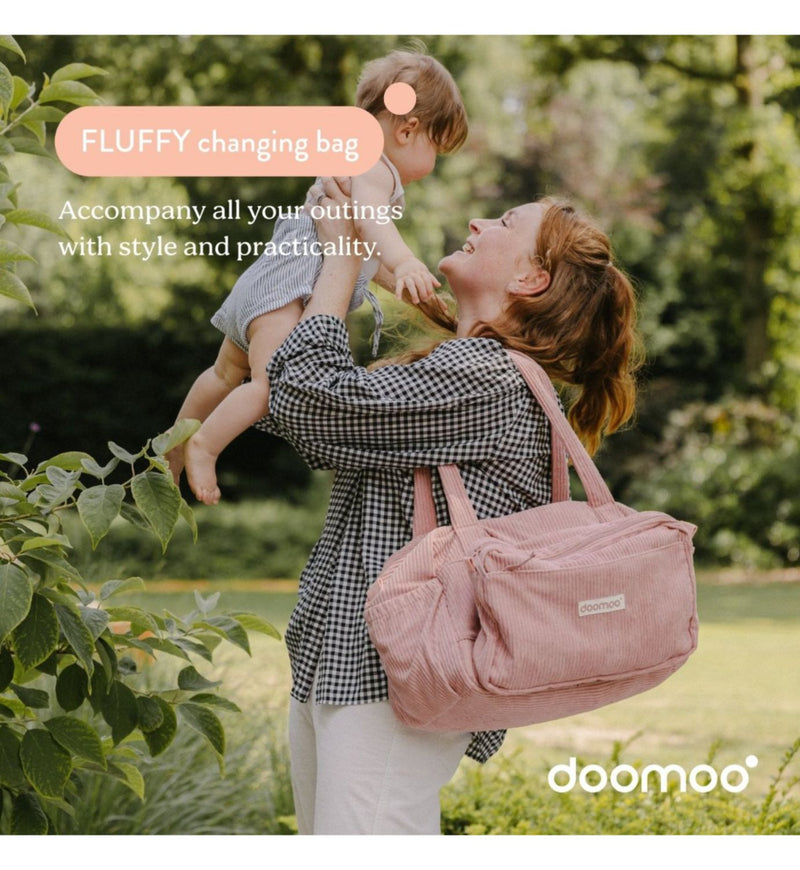 Doomoo 8 piece changing bag fluffy corduroy pink (British brand)