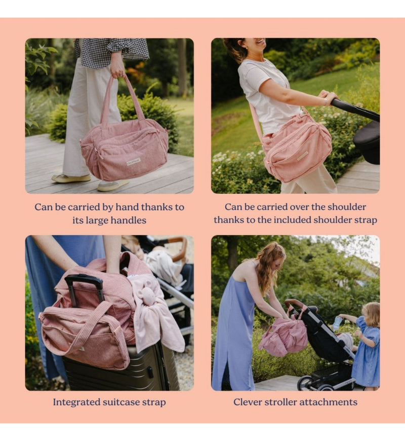 Doomoo 8 piece changing bag fluffy corduroy pink (British brand)