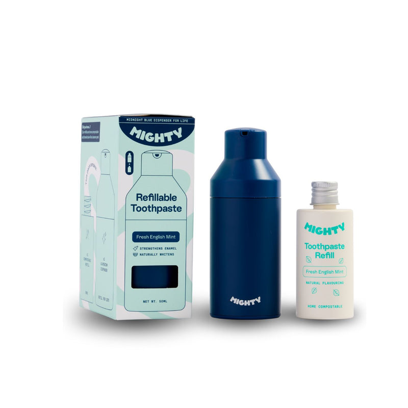 Mighty Mint Toothpaste dispenser and refill 50ml, imported from the UK