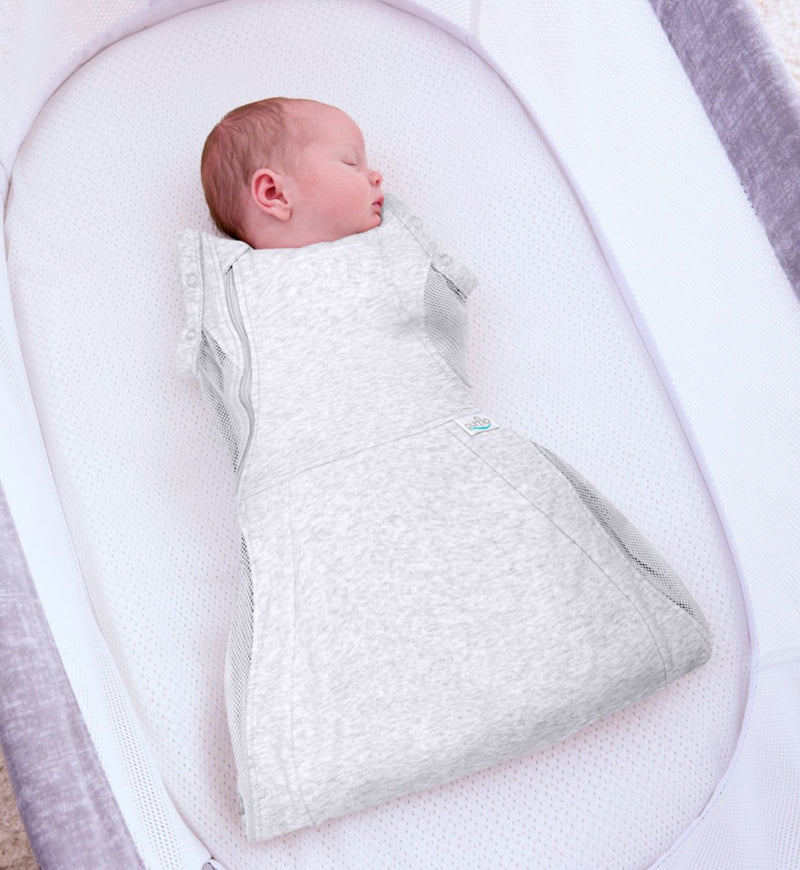 Purflo Swaddle Sleep Bag 0.5 Tog Grey 0-4m, imported from the UK