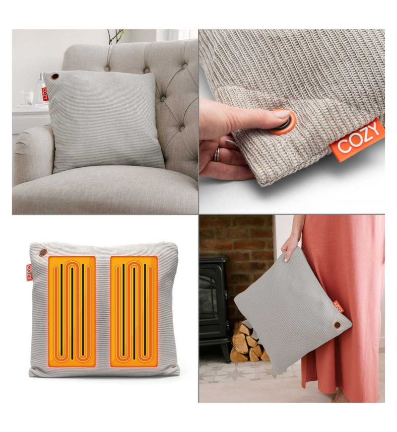 COZY UNA heated cushion knitted grey 45cm, imported from the UK