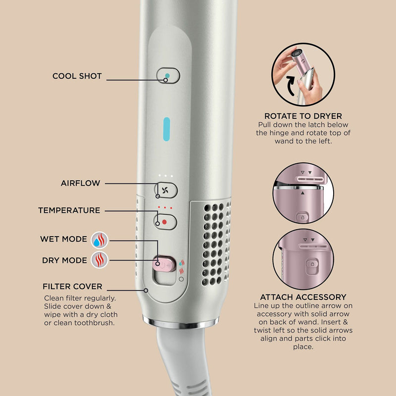 Shark Glam multi-styler ceramic air styling system pink (British brand)