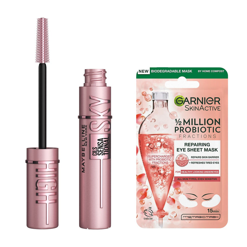 Maybelline Sky High mascara and Garnier eye mask bundle, UK version
