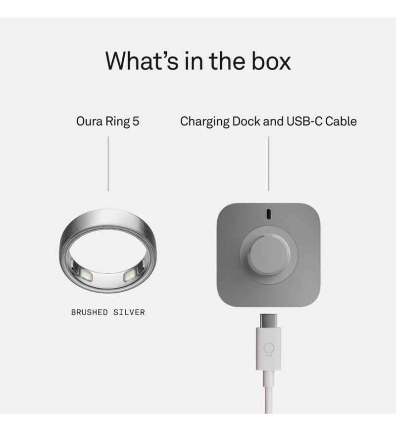 Oura smart ring brushed silver size 9, imported from the UK