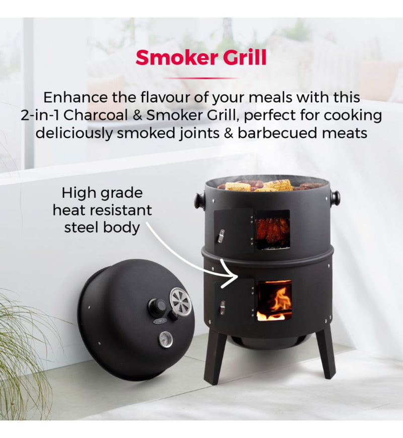 Tower charcoal smoker grill 2-in-1 (British brand)