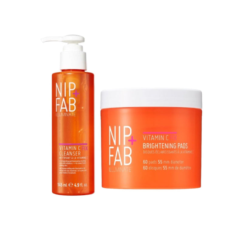 Nip+Fab Vitamin C Fix bundle cleanser and pads, imported from the UK