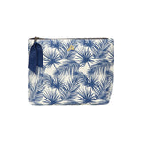 Fenella Smith Blue Palm Mila recycled canvas travel washbag, imported from the UK