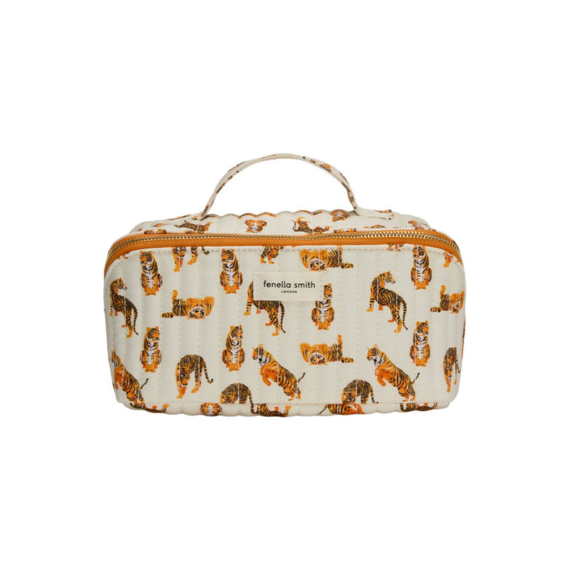 Fenella Smith Ella flat lay toiletry bag recycled cotton blend, UK version