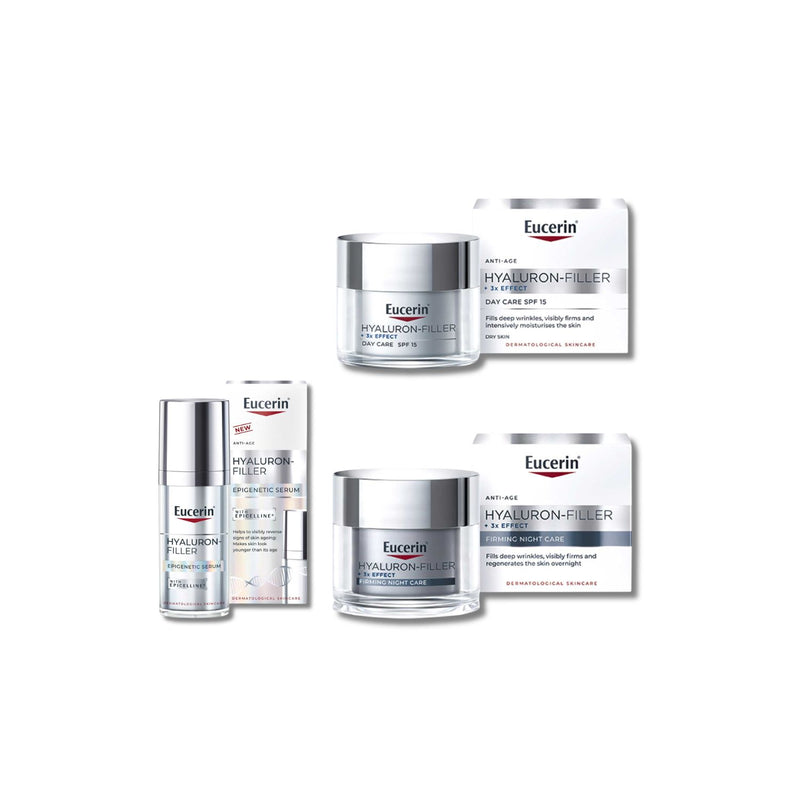 Eucerin Hyaluron-Filler bundle with day cream, night cream and serum (British brand)