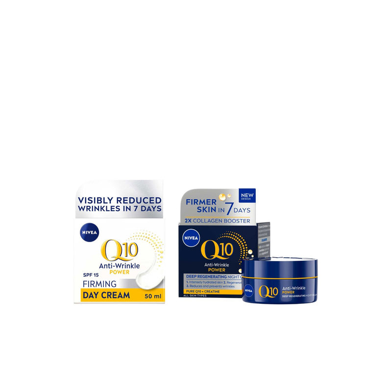 Nivea Q10 anti-wrinkle day and night cream bundle 50ml each (British brand)