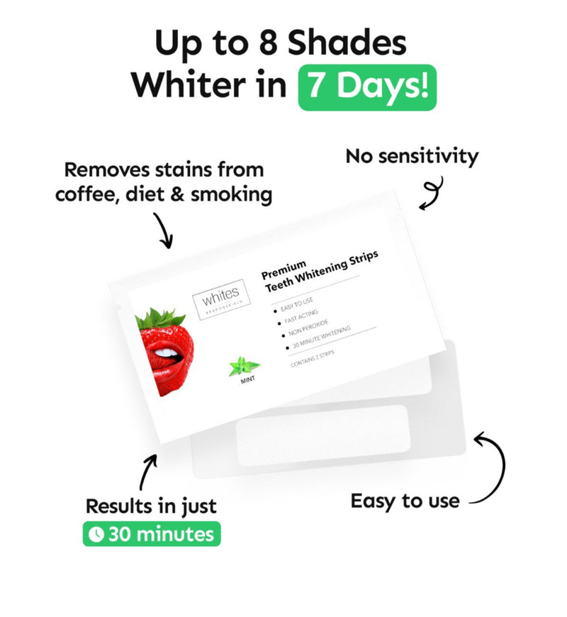 Whites Beaconsfield non peroxide teeth whitening strips 14 treatments, UK version