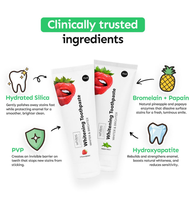 Whites Beaconsfield whitening toothpaste strawberry mint 75ml, UK version