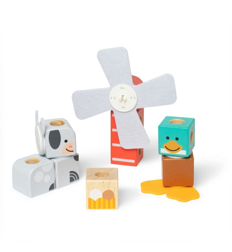 Melissa & Doug farm building set 16-piece wooden blocks - British product