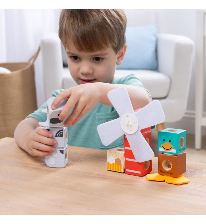 Melissa & Doug farm building set 16-piece wooden blocks - British product