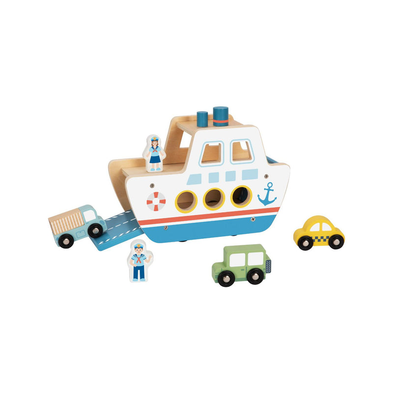 Tooky Toy wooden ferry with vehicles, imported from the UK