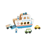 Tooky Toy wooden ferry with vehicles, imported from the UK