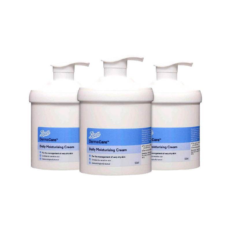 Boots DermaCare daily moisturising cream 500ml 3-pack, UK version