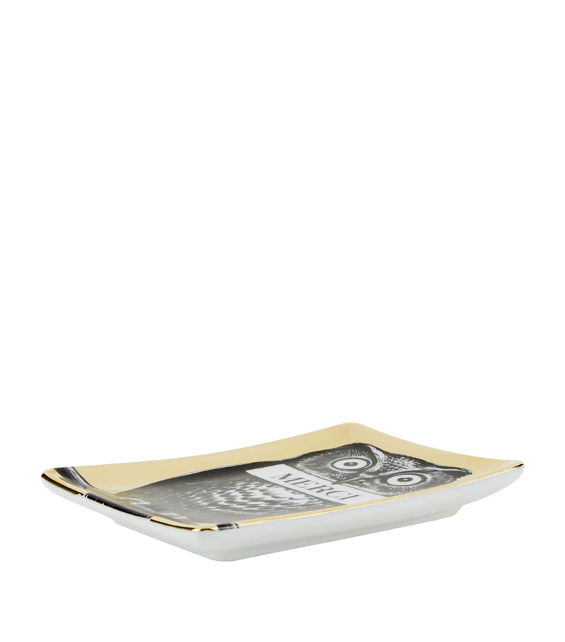 Fornasetti rectangular porcelain ashtray - British product