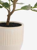 Artificial mini olive tree in ribbed ceramic pot, green, 30cm height - British product