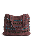 Sandro Paris crochet beaded top-handle bag, imported from the UK