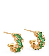 Harrods Suzanne Kalan Yellow Gold Emerald and Diamond Shimmer Hoop Earrings- Buy online at McGrocer