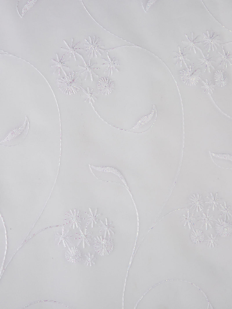 Deyron white voile fabric with floral finish, imported from the UK