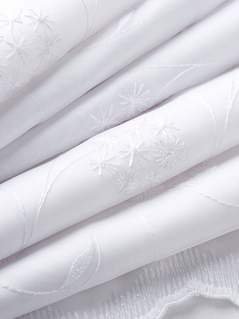 Deyron white voile fabric with floral finish, imported from the UK