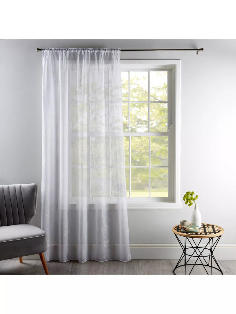 Deyron Hardwick voile fabric white floral design, UK version