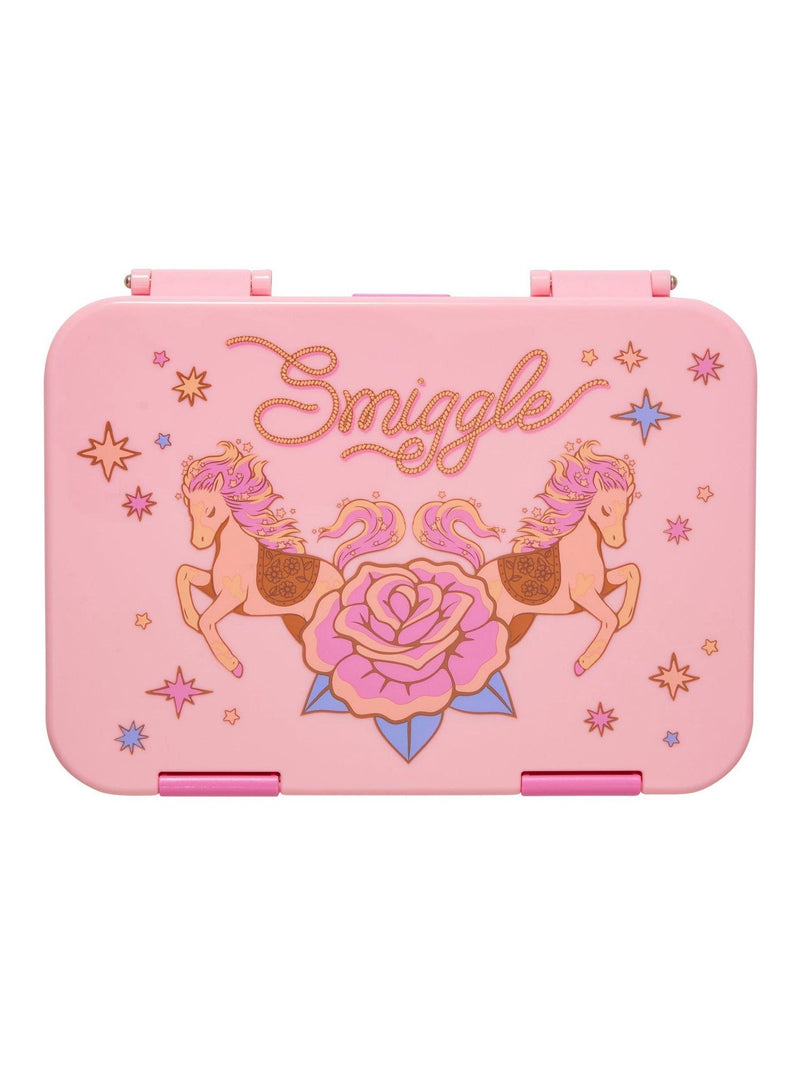 Smiggle pink wildflower medium bento lunchbox with compartments - British product