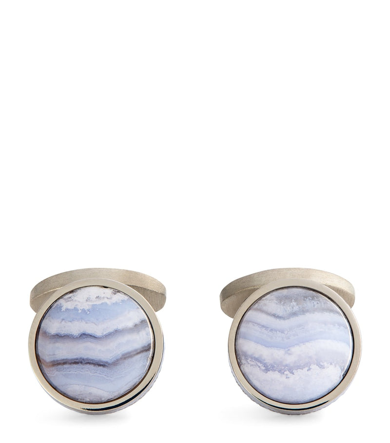 Tateossian agate circular cufflinks, UK version