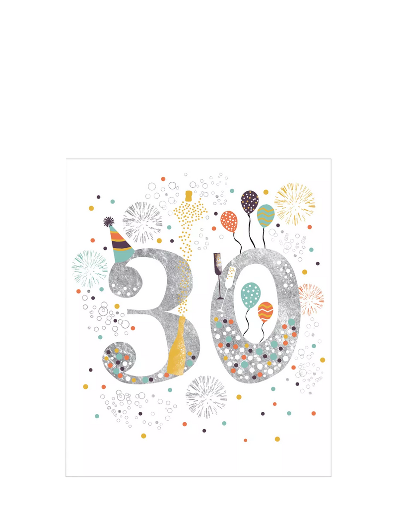 Woodmansterne 30th birthday card with white envelope (British brand)