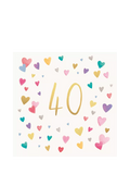 Woodmansterne happy 40th birthday card with hearts design - British product