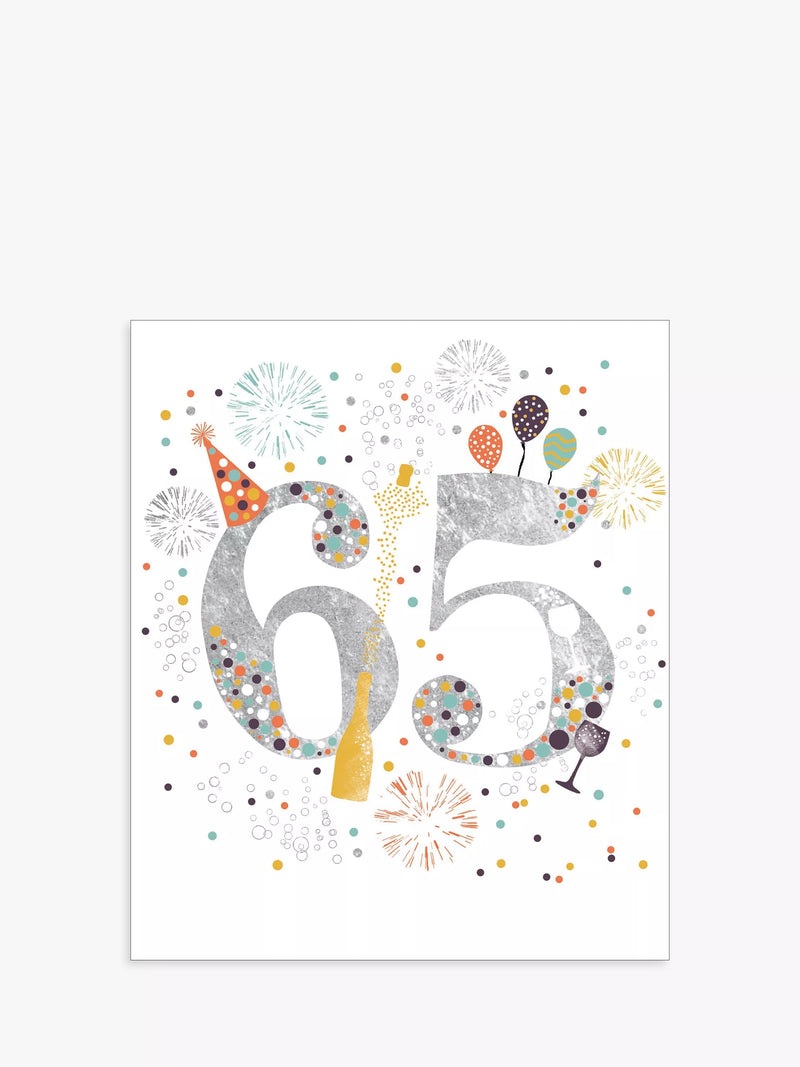 Woodmansterne 65th birthday card with white envelope, UK version