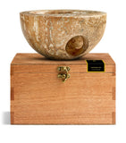 Marchanta 01 Mini Dark Travertine candle holder 18cm (British brand)