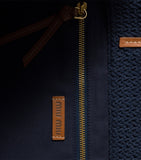 Miu Miu woven raffia-effect tote bag with logo (British brand)