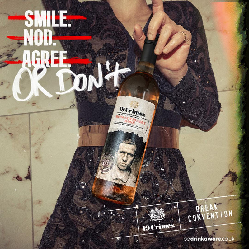 19 Crimes Revolutionary Rosé wine 75cl, imported from the UK