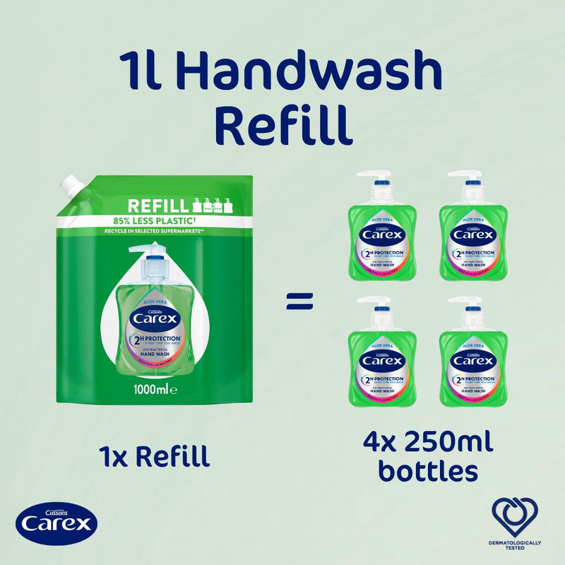 Carex Aloe Vera hand wash refill 1L, UK version